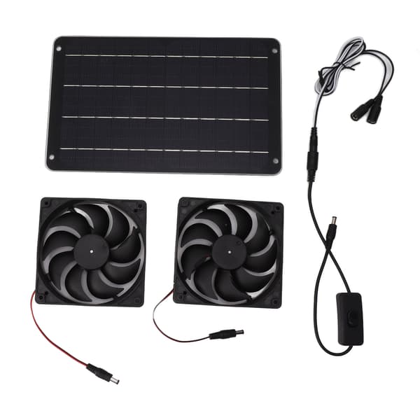 20W Solar Dobbeltventilator 12V Effektivt Energibesparende Panel Ventilationssæt med Afbryder til Dyrehus Drivhus