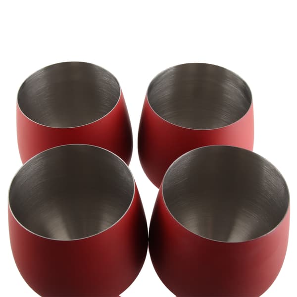 4-pack röda vinglas i rostfritt stål 53 cl matt yta okrossbara