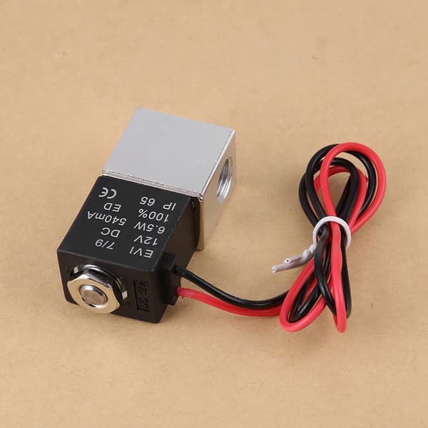12V DC 1/4\" 2-vägs NC Pneumatisk Magnetventil, Aluminium Luftkontroll, 2-pack