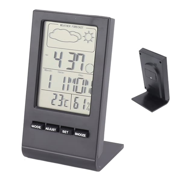 Digital inomhus LCD-hygrometertermometer med alarm - Svart
