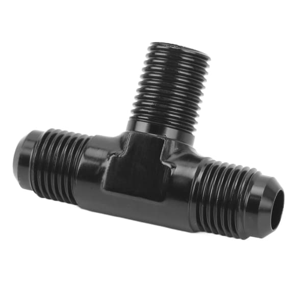 T-adapter 3-vejs T-formet konnektorfitting aluminiumslegering sort anodiseret finish 6AN til 1/4 NPT
