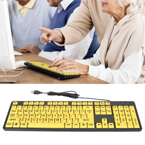 104-tasters stortryk USB-kablet computertastatur til studerende, seniorer, synshandicappede