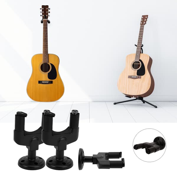 3 st universella gitarrväggkrokar, svarta plastfästen för ukulele basstativ