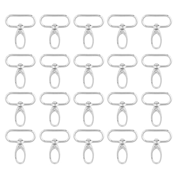 20 st. väskspännen i zinklegering, vridbara karbinhakar, nyckelringskrokar (32 mm)