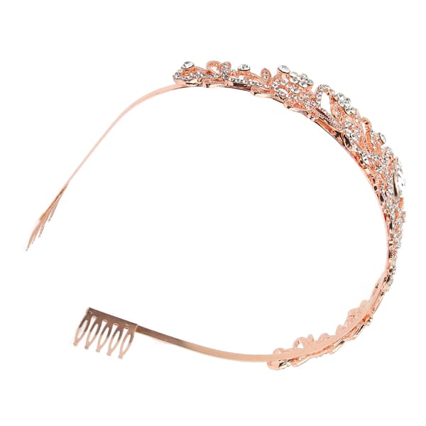 Brudkrona Rhinestone Elegant Glittrande Bröllopsprinsesskrona för Halloween Roséguld