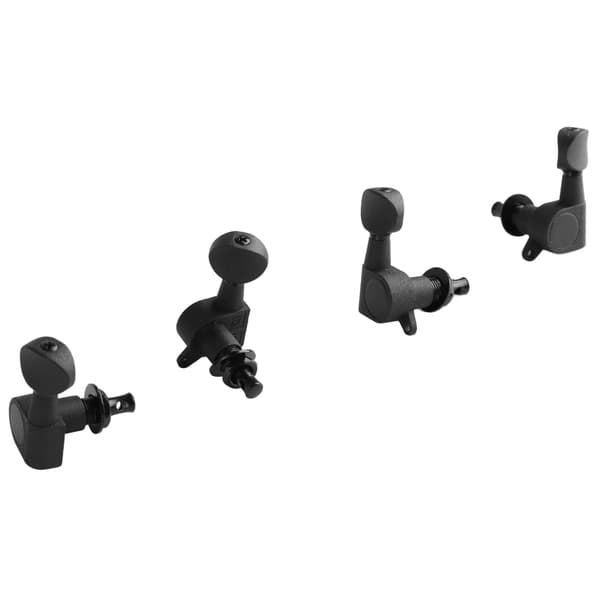 4 stk. metal ukulele stemmeskruer med skruer, forseglede stemmeknapper, mat sort til Uke