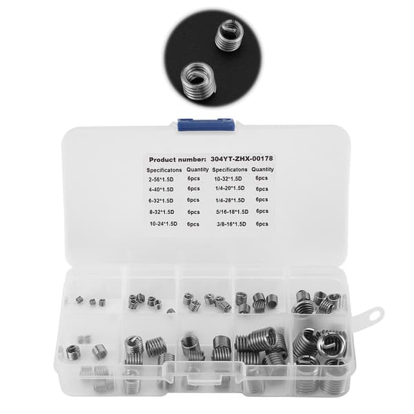 60 stk. 304 rustfrit stål gevindreparationsindsatssæt - trådspoleassortiment