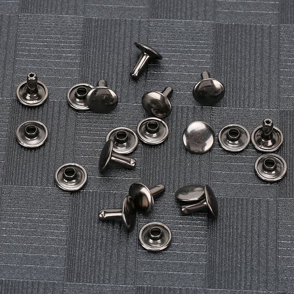 200 sæt dobbeltkappede nitter, runde nitter, jernjeansknapper, lædersko, tasker, tøj 10x10mm sort