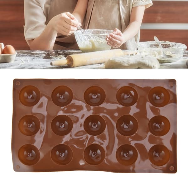 3 stykker 15-hulrums silikoneform chokoladebombe halvkuppel bageplade til kagegelébudding