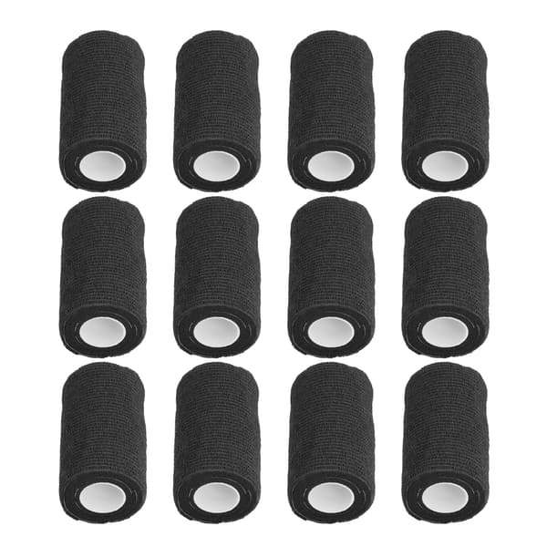 12-pack svart 10 cm självhäftande elastisk bandage för hästar, hundar, katter
