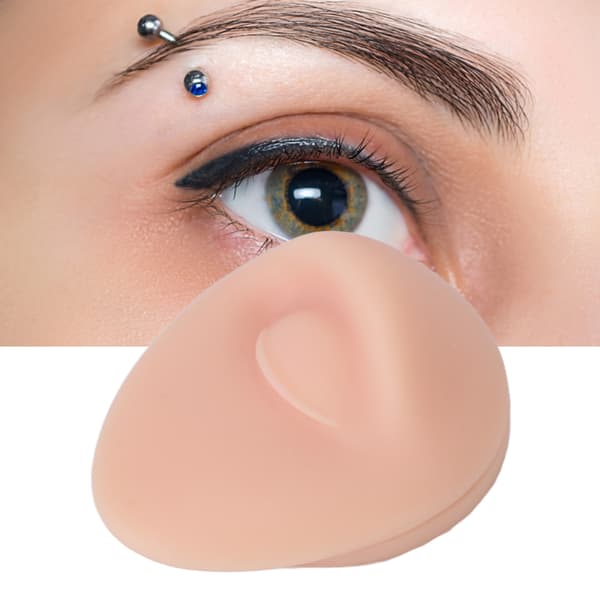 Silikone øjenbryn model 3D simuleret piercing øjenmodel med stativ til smykkedisplay, lys hudfarve
