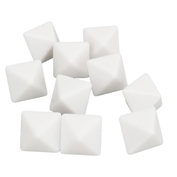 20-pack 8-sidiga omärkta tärningar i plast för bordsspel, fest, matematikinlärning, klassrum, vit