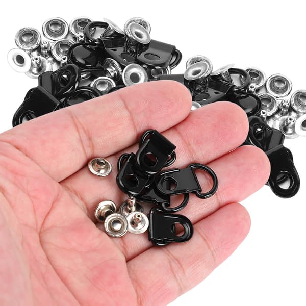 100 sæt snørebåndskrog D-ring øjespænde messing sko læder DIY nitteværktøj glans sort 9x22mm
