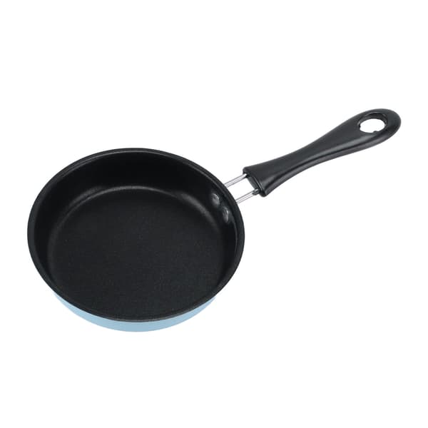 Mini Blå Rustfri Stål Non-Stick Induktionsstegepande, 12 cm Langt Håndtag