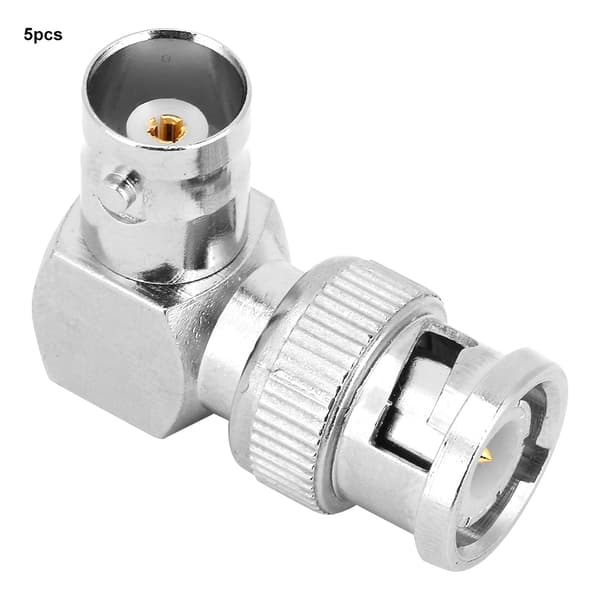 5 stk. messing BNC han-hun 90° L-formet koaksialadapter, RF-stik