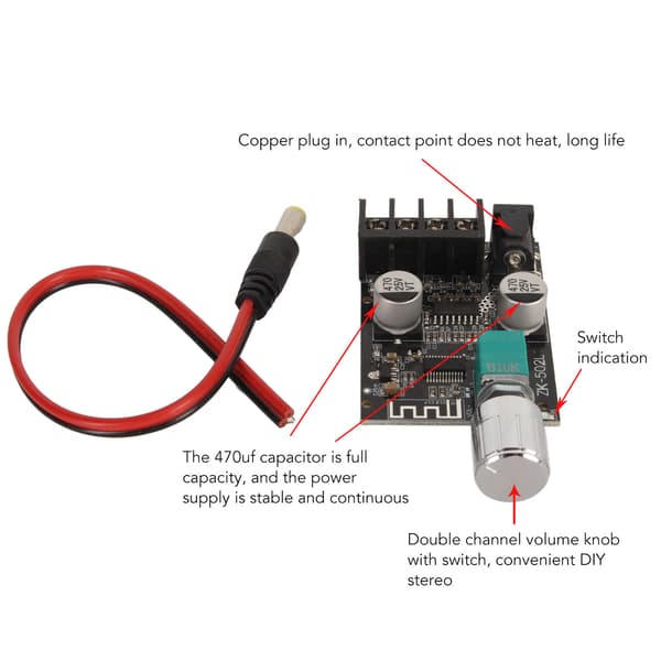 Bluetooth 5.0 Mini Stereo Förstärkarkort Digital Strömmodul 2-Kanal