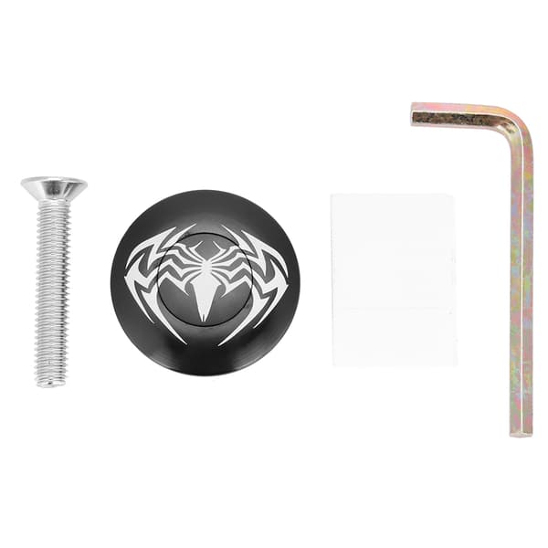 Sort edderkoppdesign cirkulær MTB-headsetkappe aluminiumslegering 31,8 mm til 28,6 mm gaffel 1 stk.