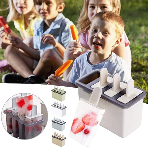 Genanvendelig 4-hullers DIY ispindeform til hjemmelavede ispinde, yoghurt, køkkengadget