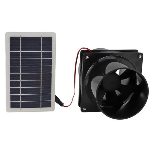 10W 12V Solar Udsugningsventilator til Rund Kanal, ABS Solpanel Ventilationssæt til Dyrehus, Hønsehus, Autocamper, Drivhus