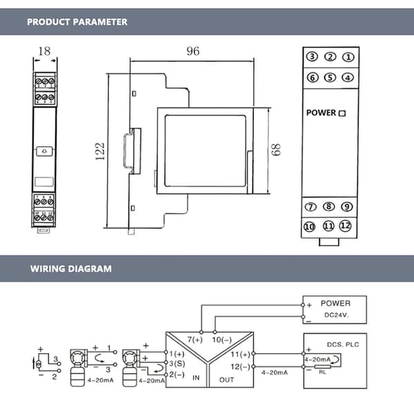 GLC Signal Isolator Transmitter 1-ind 1-ud Stikbar Fordeler, DC 4-20mA