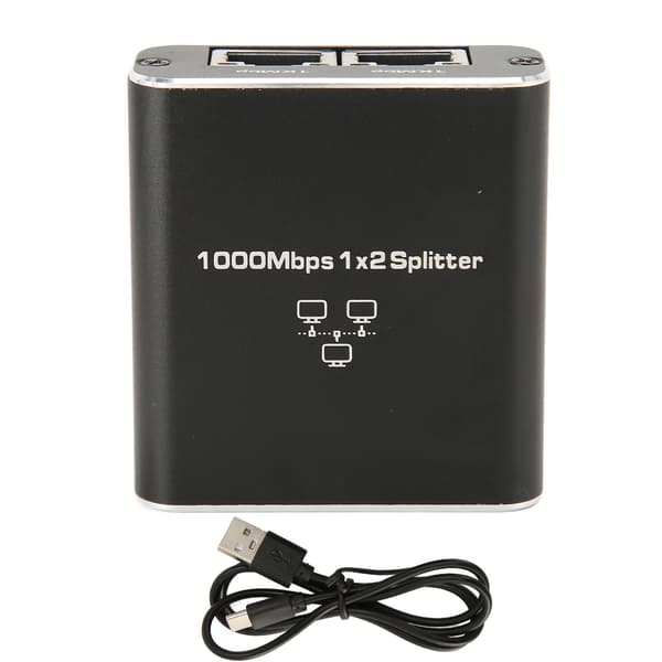 1 til 2 RJ45 Gigabit Netværkssplitter 1000Mbps Aluminiumlegering Ethernet-adapter til PC Bærbar Router