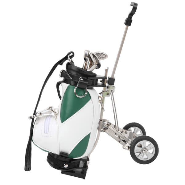 Bordsgolfpennkit: 3 kulspetspennor + kompakt golfpennväska i zinklegering, grön vit