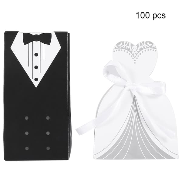 Elegant Romantisk Box Godis Gåva Bröllopsfest Dekoration, 2-pack