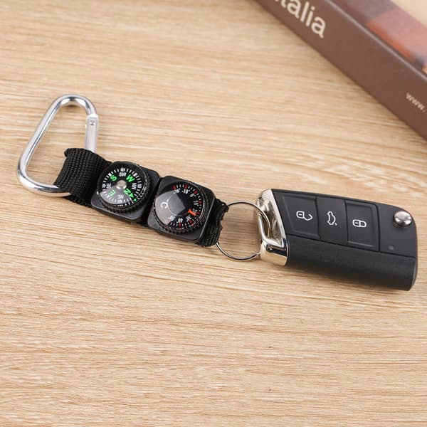 Vattentät Mini Bärbar Termometer Kompass Nyckelring Multifunktionell Utomhus Camping Vandringsutrustning