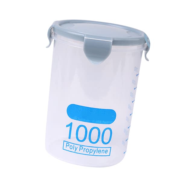 Blå plastik stabelbar 1000 ml lufttæt tørfødevarebeholder til køkkenorganisation
