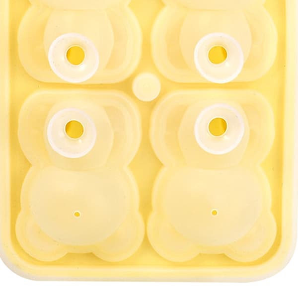 4-pack silikonisbitsform björnformad bricka för whisky, cocktail, ljusgul
