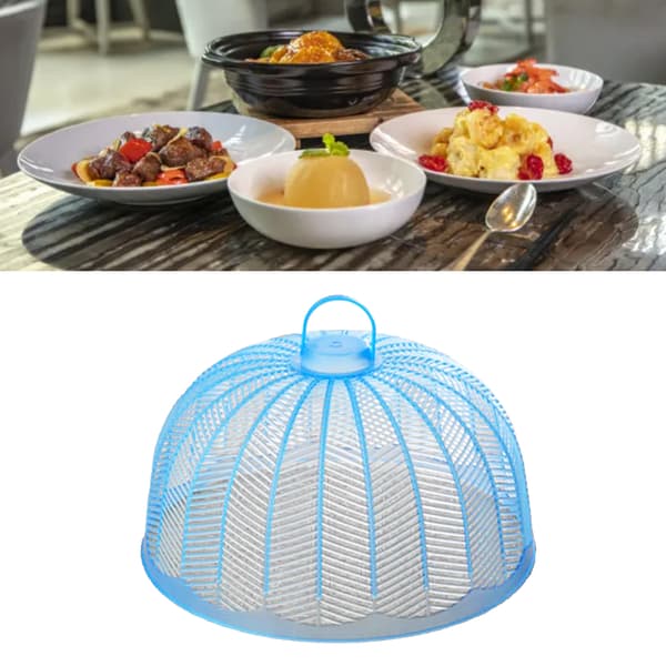 Blå PP Cirkulär Universell Nät Flugnät Matkåpa för Picknick Trädgårdsgrillfester 1 st