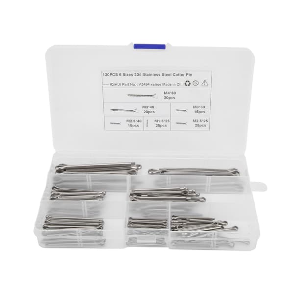 120 stk. splitstift-sortiment i rustfrit stål, 6 specifikationer, universel bilhardware