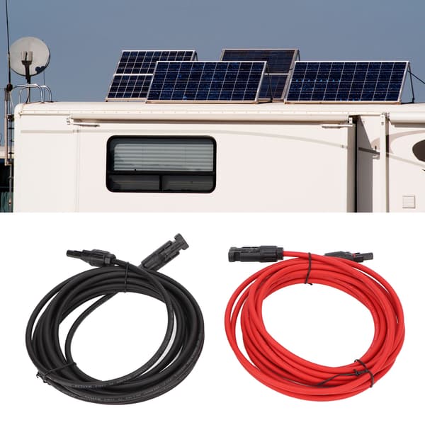 12AWG solförlängningskabel med kontakter, 4m PV-adapterkabel för solcellssystem, svart