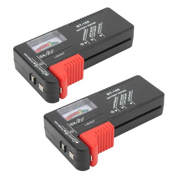 2-pak analog batteritester, bærbar knapcelle-spændingstester til AA AAA 1,5V 9V
