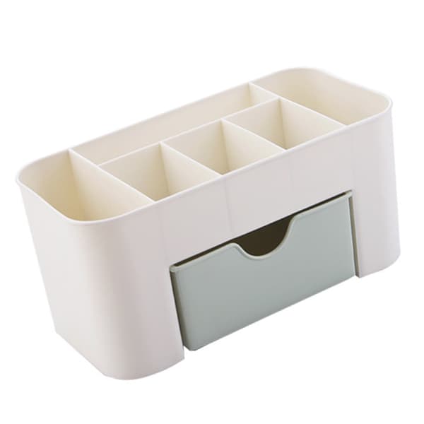 Grøn makeupbord-organizer med 6 rum og skuffe