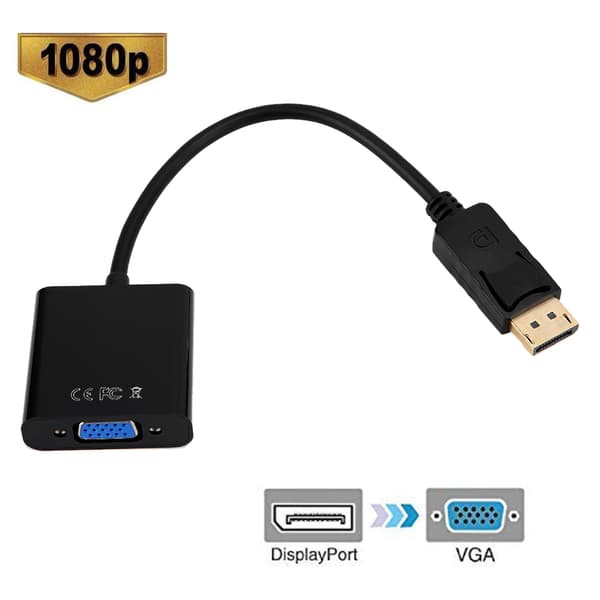 25 cm 1080P DisplayPort DP–VGA-videosignaalin muunnoskaapeli