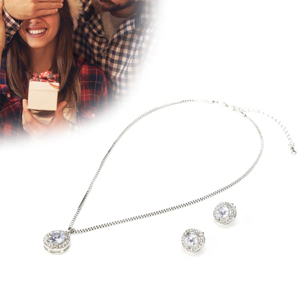 Glittrande Halsband Örhängen Set Elegant Damaccessoar Set Bröllopsfödelsedagspresent