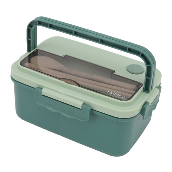 Matcha Grön Bärbar Bento Box 1500ml Lunchset med Ätpinnar & Sked för Studenter