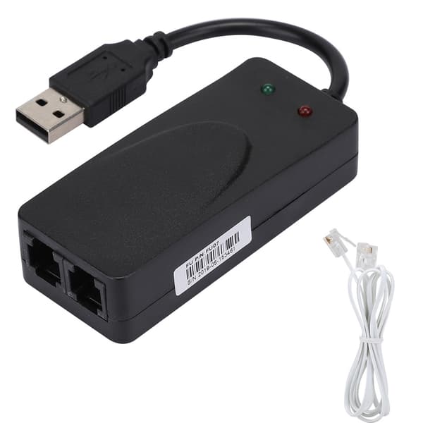 USB 2.0 Ekstern 56K Data Fax Modem med RJ11, Plug Play til Windows 98 til 10, V.92 V.90, 1 Modem 1 Kabel 1 Disk