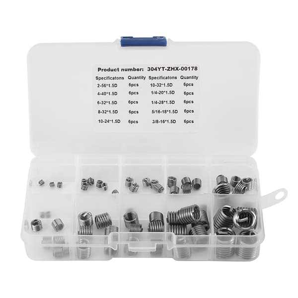 60 stk. 304 rustfrit stål gevindreparationsindsatssæt - trådspoleassortiment