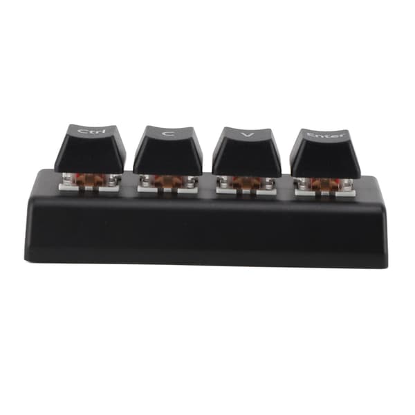Programmerbar 4-tasters Macropad NKRO Rød Switch Ctrl CV Enter Mini Mekanisk Tastatur til Gaming Kontor Medier Sort