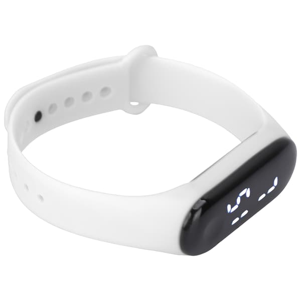 Vit LED Digital Sportklocka med Plastglas, Silikonband, Studentklocka