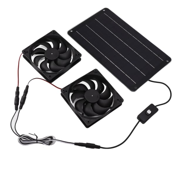 20W Solar Dobbeltventilator 12V Effektivt Energibesparende Panel Ventilationssæt med Afbryder til Dyrehus Drivhus
