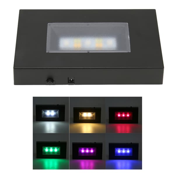 LED-lysstanderbase USB-drevet multimodus assorterede farver sort ABS rektangulær lysdisplaybase til glaskasse
