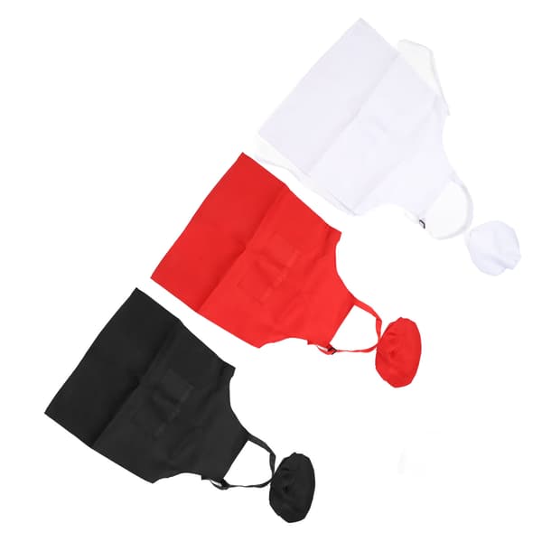 3-pack förkläde och kockmössa för barn, röd svart vit söt bekväm stretchig polyester barnmatlagningsdräkt