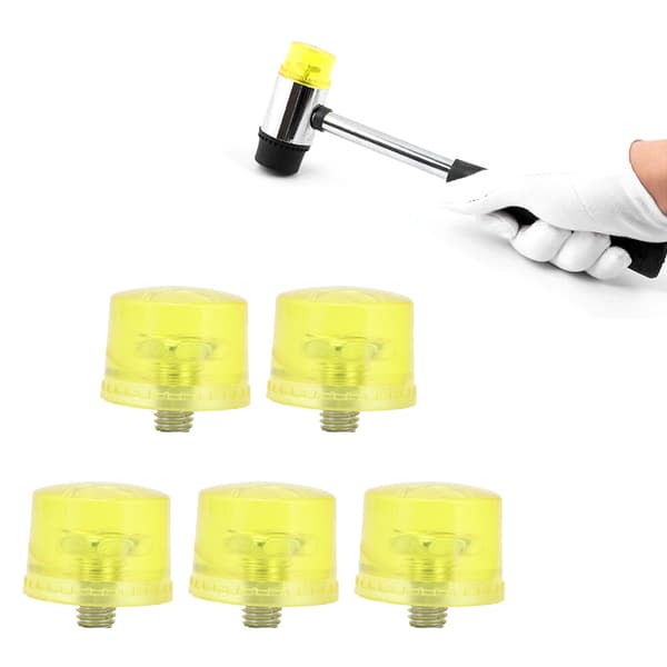 5 stk. gummihammerhoved M8x1 bløde gule udskiftningsspidser 40 mm slagtilbehørssæt