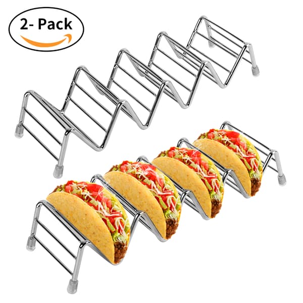 Premium Taco-holder sæt i rustfrit stål, 2 stk. til børn, hårde eller bløde tacos
