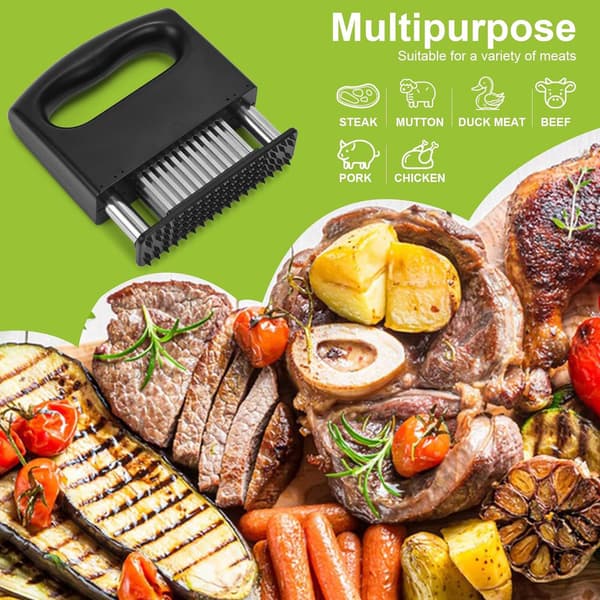 Köttmörare med 48 blad - Rostfritt stål - för nötkött, fläsk och alla sorters kött.