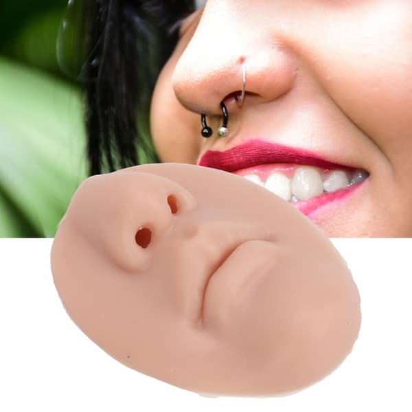 3 stk. silikone næsemodel med mund, blød, elastisk, genanvendelig piercing næsemodel til piercing, medium hudfarve