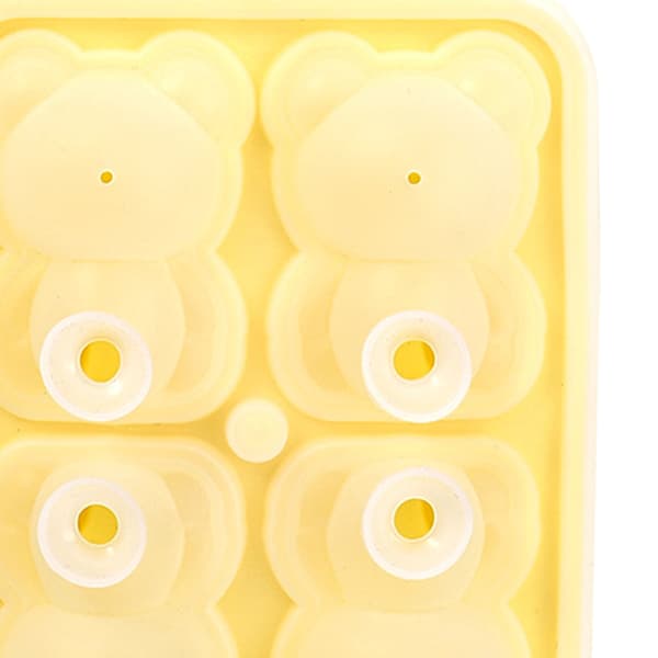 4-pack silikonisbitsform björnformad bricka för whisky, cocktail, ljusgul